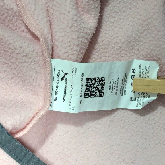 Puma Pink Polar Fleece Quarter Zip Size S & L - Picture 5 of 9